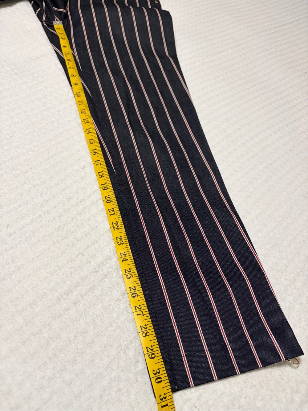 Maggie Marilyn 💯% Cotton Denim Navy Pants with Red, White Stripes Size 8 - Picture 15 of 16